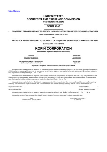 Thumbnail Kopin Corporation
 10-Q Quarterly Report FY2011 