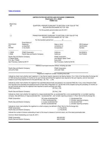 Thumbnail PG&E Corporation 10-Q Quarterly Report FY2011 