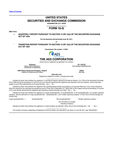 Thumbnail AES 10-Q Quarterly Report FY2011 