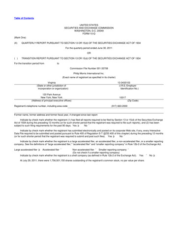 Vorschaubild Philip Morris International 10-Q Quartalsbericht 2011 