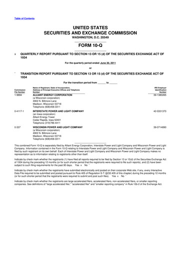 Thumbnail Alliant Energy 10-Q Quarterly Report FY 