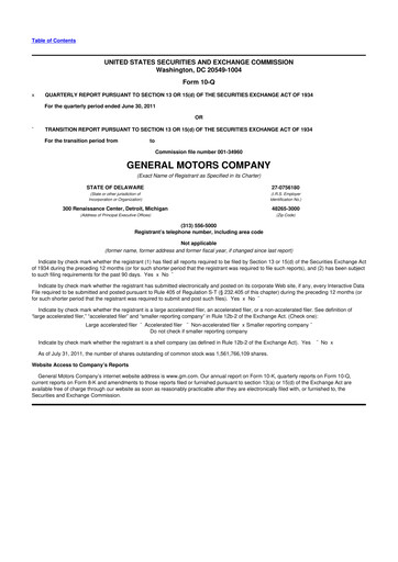 Miniature General Motors 10-Q Rapport trimestriel 2011 