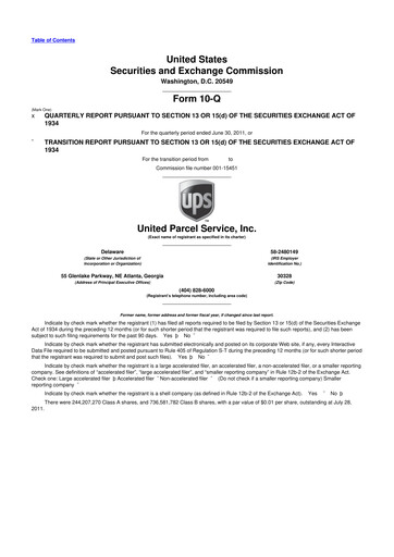 Thumbnail United Parcel Service 10-Q Quarterly Report FY2011 