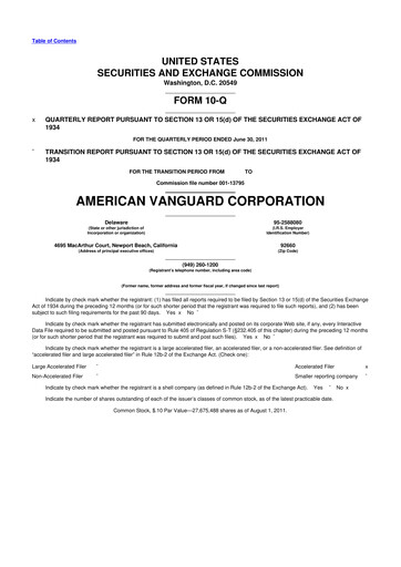 Thumbnail American Vanguard 10-Q Quarterly Report FY 