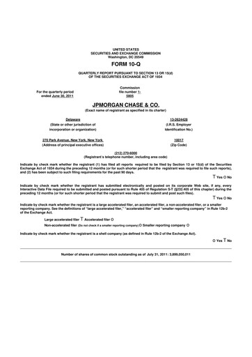 Vorschaubild JPMorgan Chase 10-Q Quartalsbericht 2011 