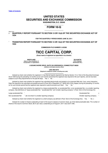 Miniature Oxford Square Capital
 10-Q Rapport trimestriel  