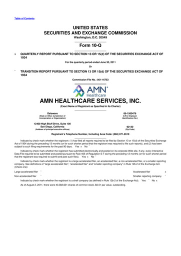 Thumbnail AMN Healthcare Services 10-Q Quarterly Report FY2011 