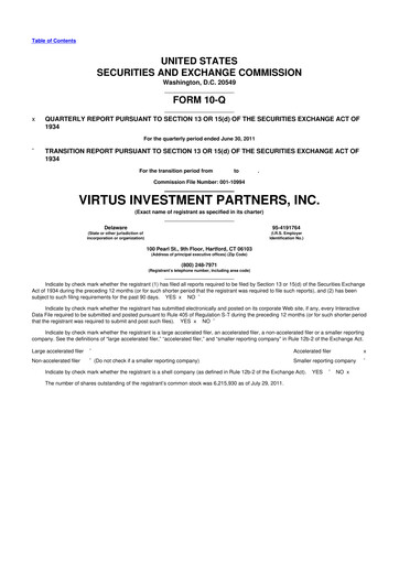 Thumbnail Virtus Investment Partners 10-Q Quarterly Report FY2011 