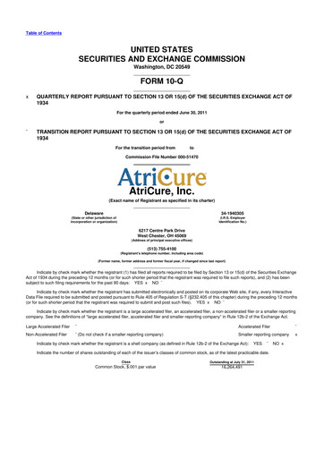Miniature AtriCure 10-Q Rapport trimestriel 2011 