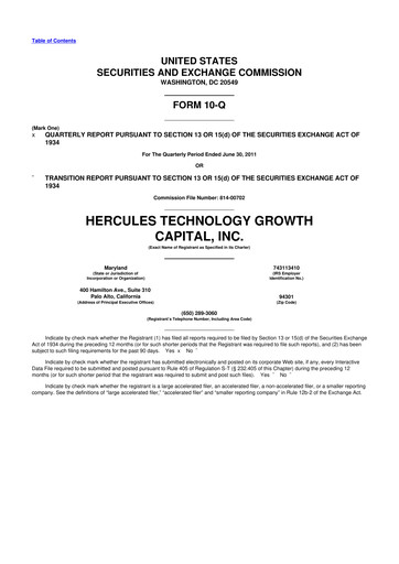 Thumbnail Hercules Capital
 10-Q Quarterly Report FY 