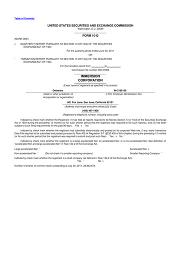 Thumbnail Immersion Corporation
 10-Q Quarterly Report FY2011 
