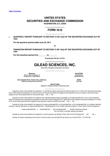 Thumbnail Gilead Sciences 10-Q Quarterly Report FY2011 