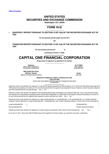 Thumbnail Capital One 10-Q Quarterly Report FY2011 