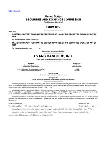 Vorschaubild Evans Bancorp 10-Q Quartalsbericht 2011 