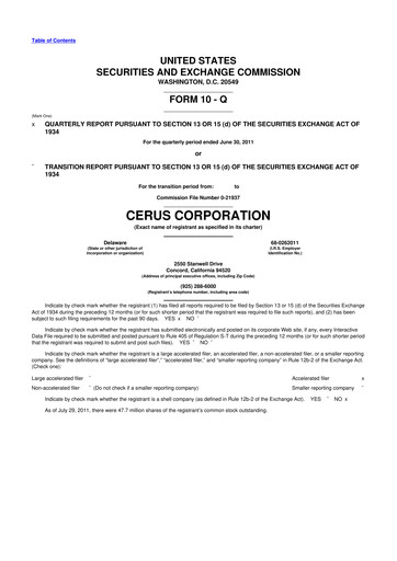 Thumbnail Cerus Corporation 10-Q Quarterly Report FY 