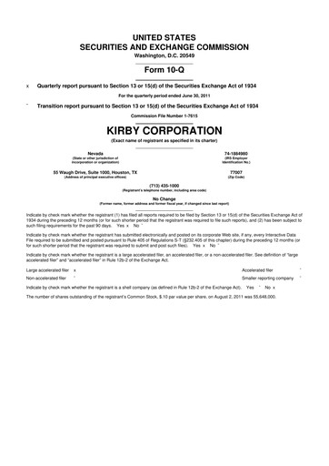Thumbnail Kirby Corporation
 10-Q Quarterly Report FY2011 