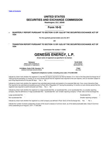 Thumbnail Genesis Energy  L.P. 10-Q Quarterly Report FY2011 