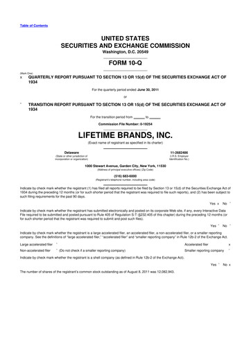 Miniature Lifetime Brands 10-Q Rapport trimestriel 2011 