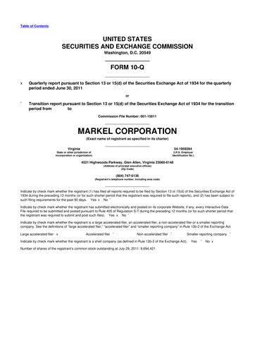 Thumbnail Markel Group 10-Q Quarterly Report FY2011 