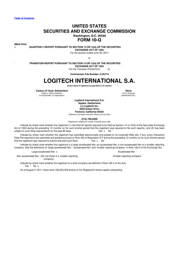 Thumbnail Logitech 10-Q Quarterly Report FY 