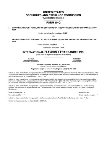 Thumbnail International Flavors & Fragrances
 10-Q Quarterly Report FY2011 