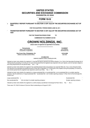 Thumbnail Crown Holdings
 10-Q Quarterly Report FY2011 