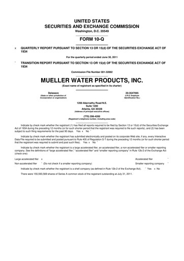 Miniature Mueller Water Products
 10-Q Rapport trimestriel 2011 