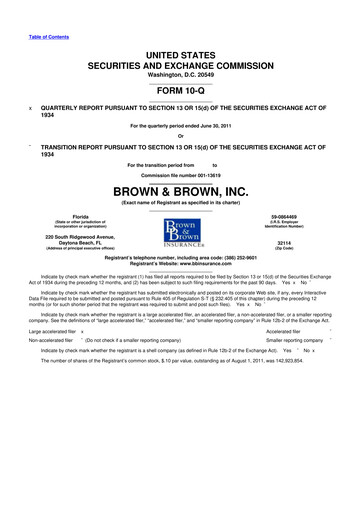 Thumbnail Brown & Brown
 10-Q Quarterly Report FY2011 