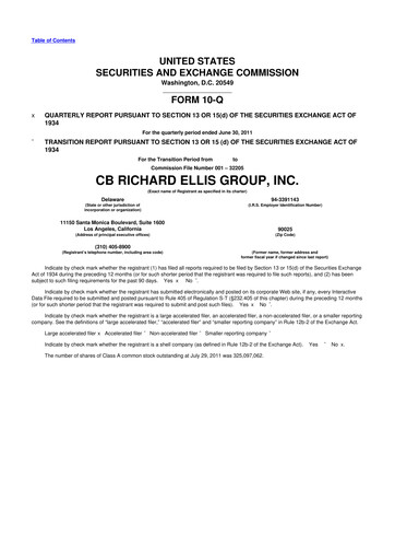 Thumbnail CBRE Group
 10-Q Quarterly Report FY2011 