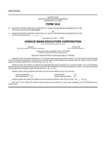 Thumbnail Horace Mann Educators 10-Q Quarterly Report FY2011 