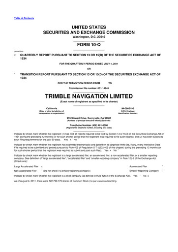 Thumbnail Trimble 10-Q Quarterly Report FY2011 