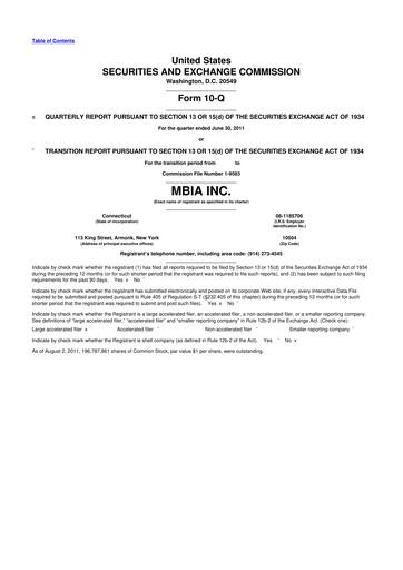 Thumbnail MBIA 10-Q Quarterly Report FY2011 