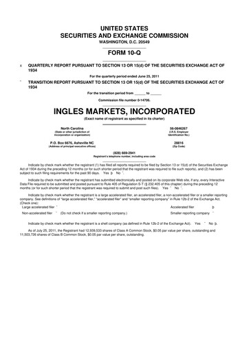 Miniature Ingles Markets 10-Q Rapport trimestriel  