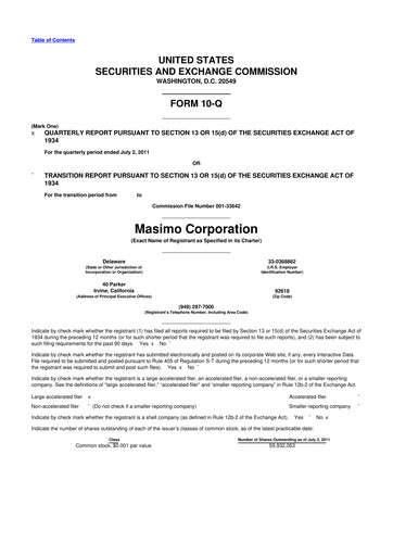 Thumbnail Masimo 10-Q Quarterly Report FY2011 