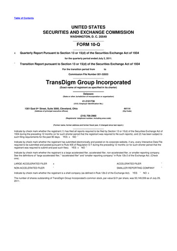 Thumbnail TransDigm Group 10-Q Quarterly Report FY2011 