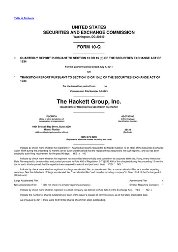 Thumbnail The Hackett Group

 10-Q Quarterly Report FY2011 