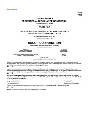 Thumbnail Nucor
 10-Q Quarterly Report FY2011 