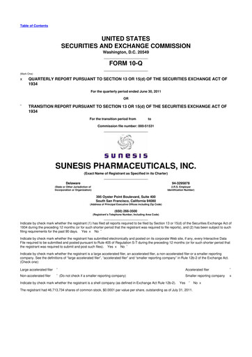 Vorschaubild Viracta Therapeutics 10-Q Quartalsbericht 2011 