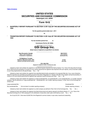 Miniature Novanta 10-Q Rapport trimestriel 2011 