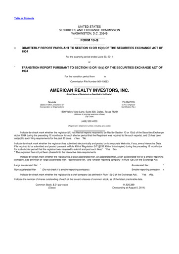 Thumbnail American Realty Investors 10-Q Quarterly Report FY 