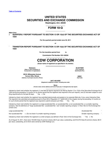 Thumbnail CDW Corporation 10-Q Quarterly Report FY 