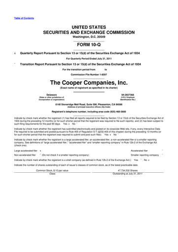 Thumbnail Cooper Companies 10-Q Quarterly Report FY2011 