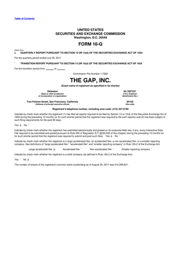 Thumbnail Gap Inc.
 10-Q Quarterly Report FY2011 