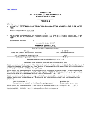 Thumbnail Williams-Sonoma 10-Q Quarterly Report FY2011 