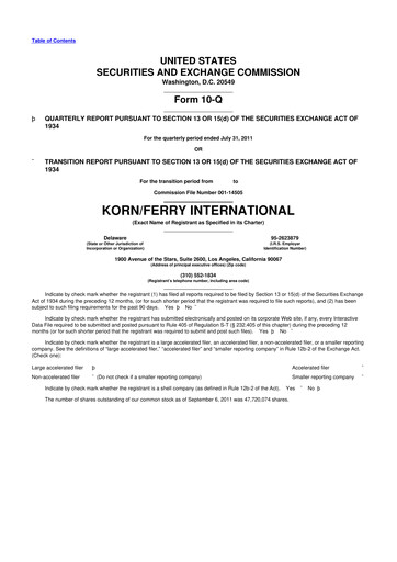 Miniature Korn Ferry
 10-Q Rapport trimestriel  