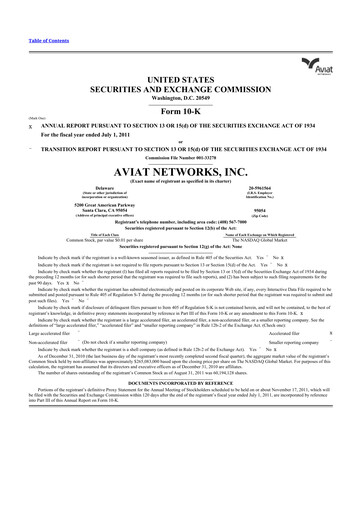 Miniature Aviat Networks 10-K Rapport annuel 