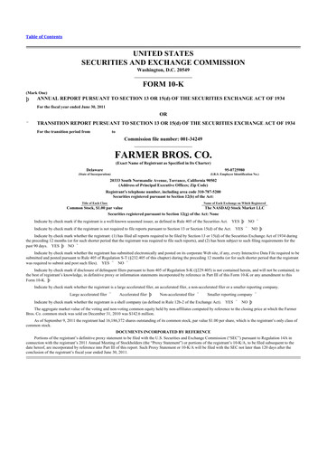 Thumbnail Farmer Brothers
 10-K Annual Report 