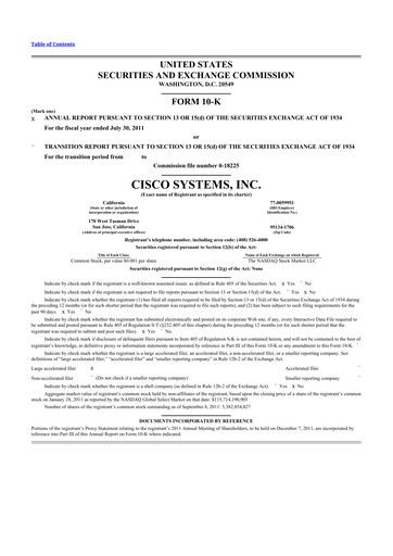 Thumbnail Cisco 10-K Annual Report 2011