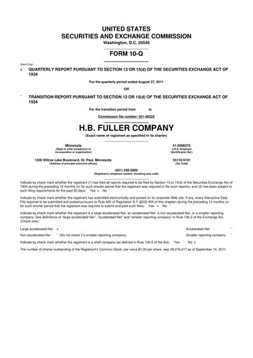 Thumbnail H.B. Fuller
 10-Q Quarterly Report FY 