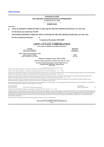 Thumbnail Lifevantage 10-K Annual Report 